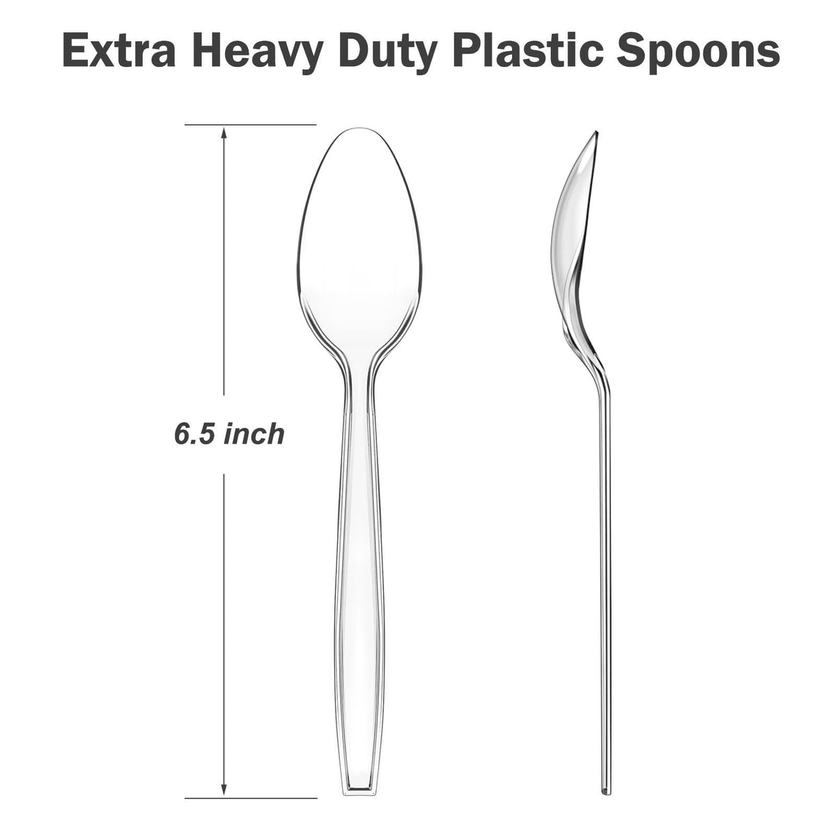 Dealusy 360 Count Clear Plastic Spoons Disposable – packaging and label