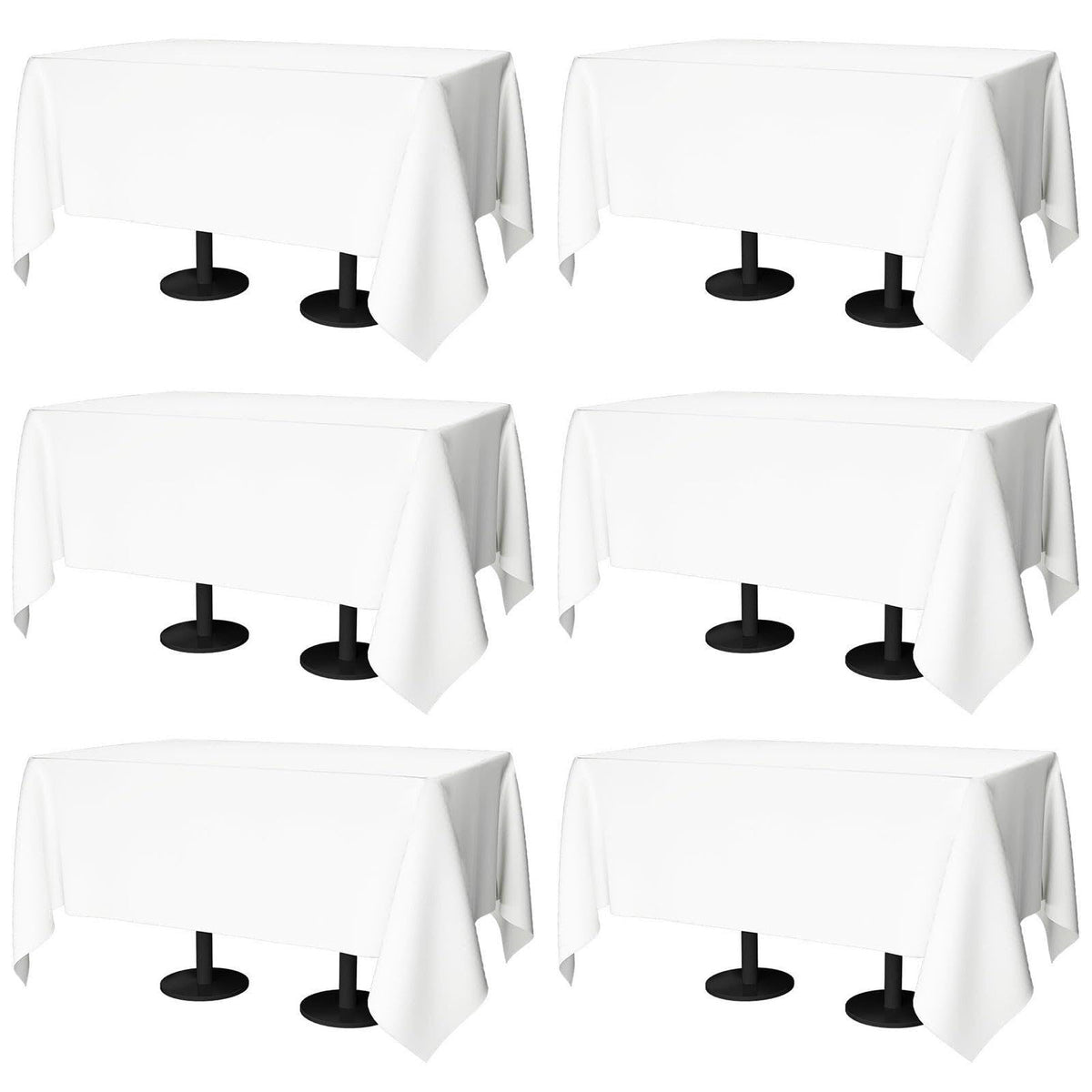 Winwingo 70x120 Table Cloth - 6 Pack Rectangular White Washable Stain and Wrinkle Resistant Polyester Table Cover for Di