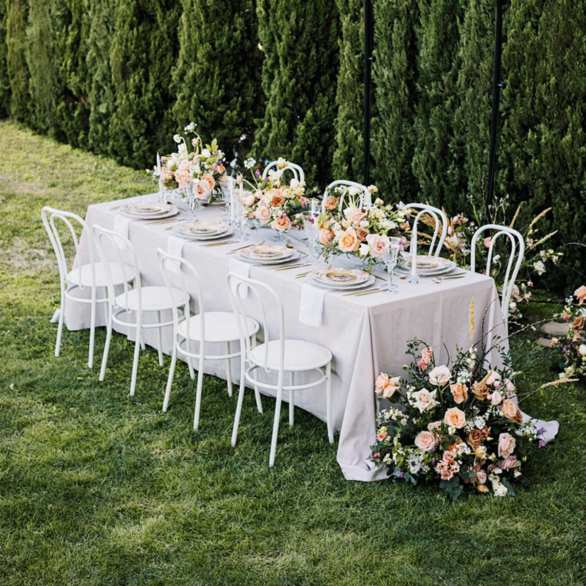 Winwingo 70x120 Table Cloth - 6 Pack Rectangular White Washable Stain and Wrinkle Resistant Polyester Table Cover for Di
