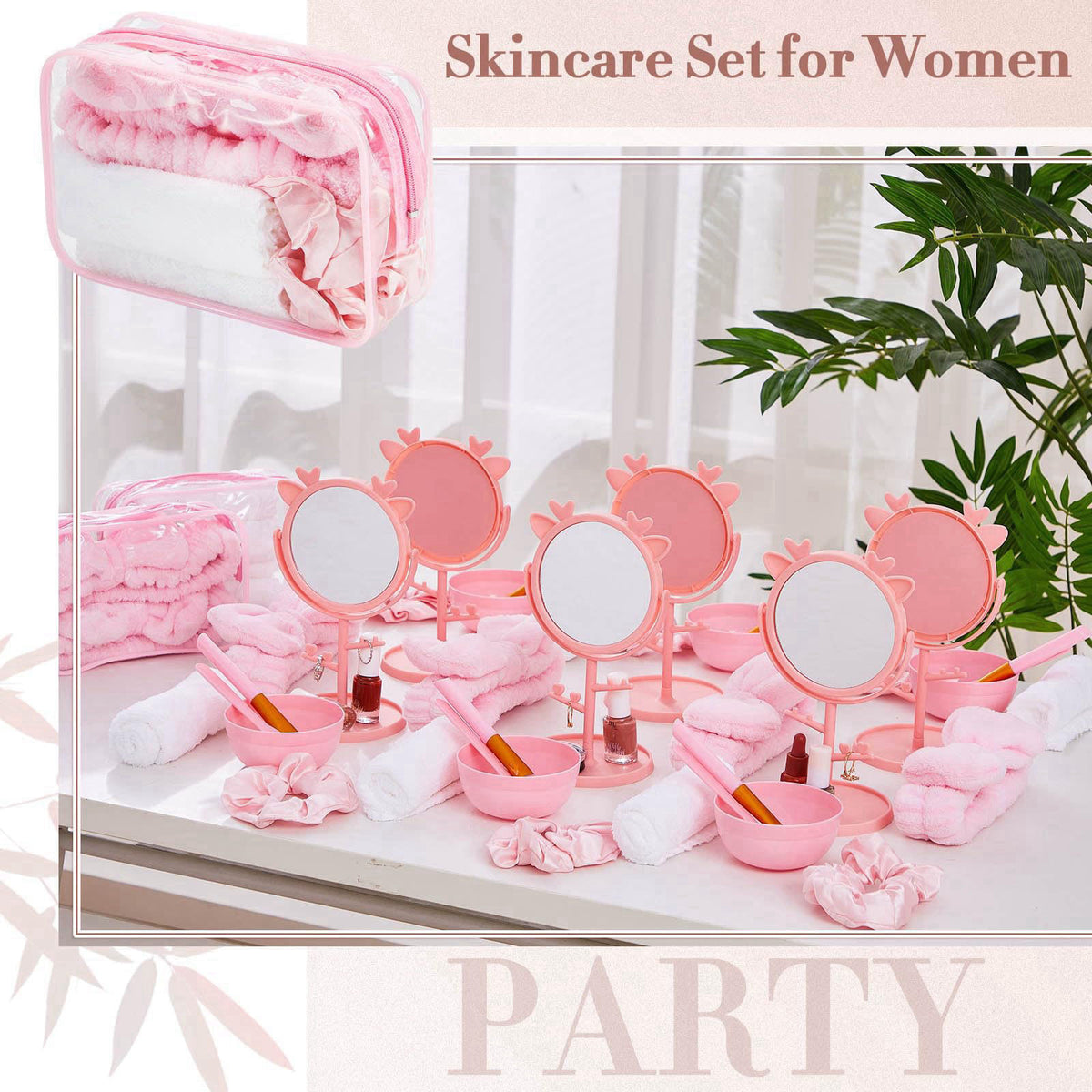 Shinylin 8 Set Spa Sleepover Party Supplies, Pink – alternate angle