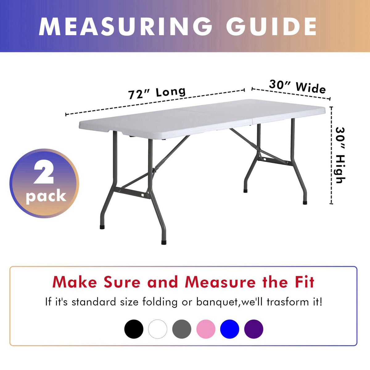 Nasitos 6 Pack Black Table Cloth 6 Foot-Spandex Fitted Tablecloth Rectangle Tables, Open Back Stretch Folding Trade Show