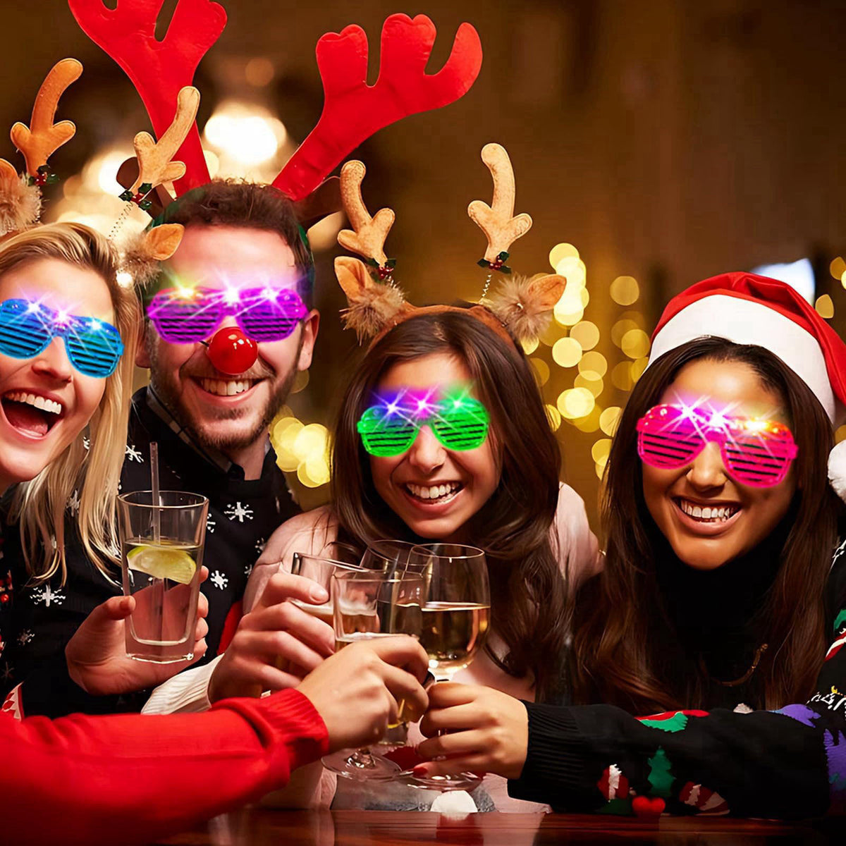 SHQDD 38PCS LED Glasses, Light Up Glasses, 5 Colors, 3 Light Modes, Glow in The Dark Party Supplies, Neon Party Favors f