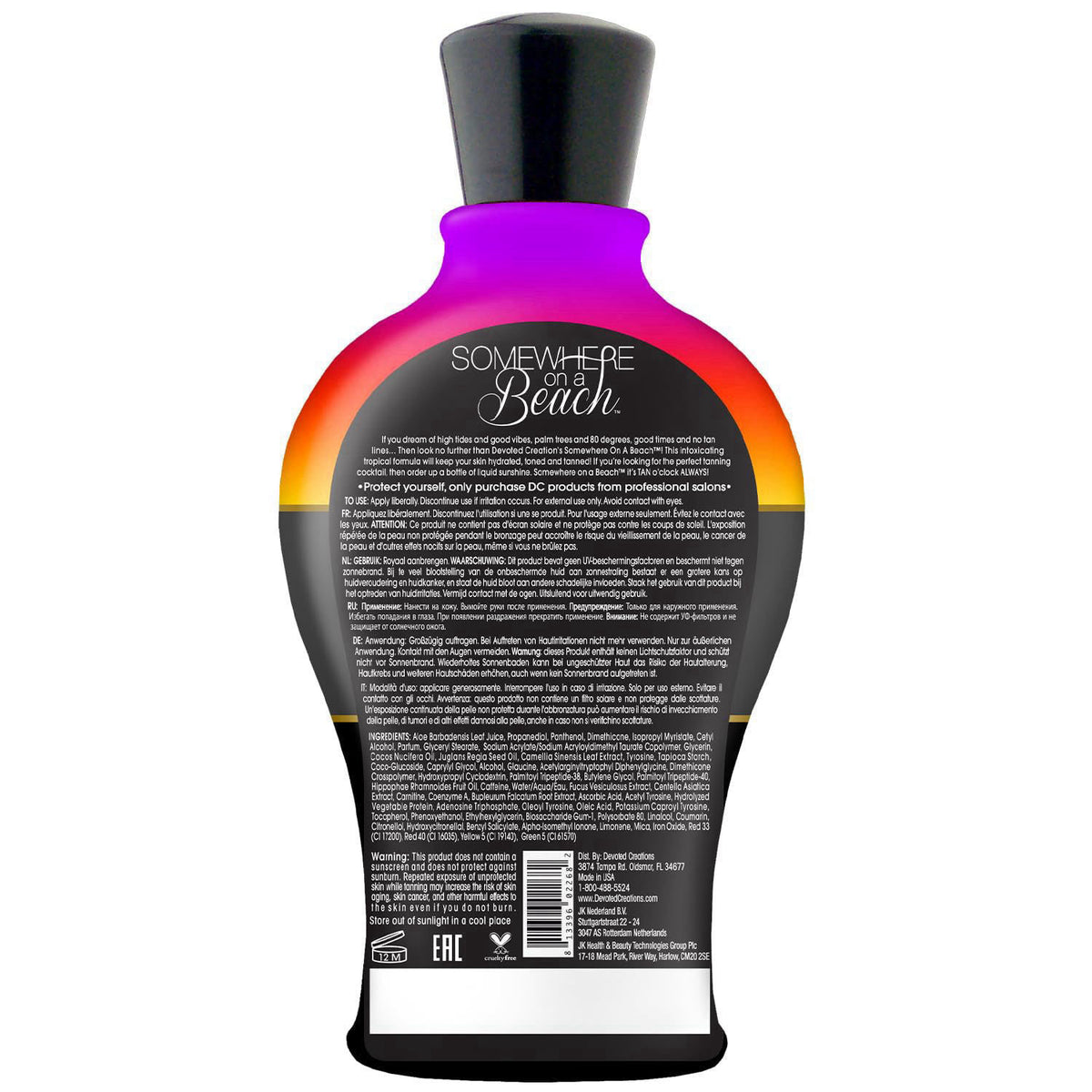 Devoted Creations Somewhere on a Beach, Indoor Outdoor, Instant Dark Tanning Lotion 12.25 Ounce – close-up detail