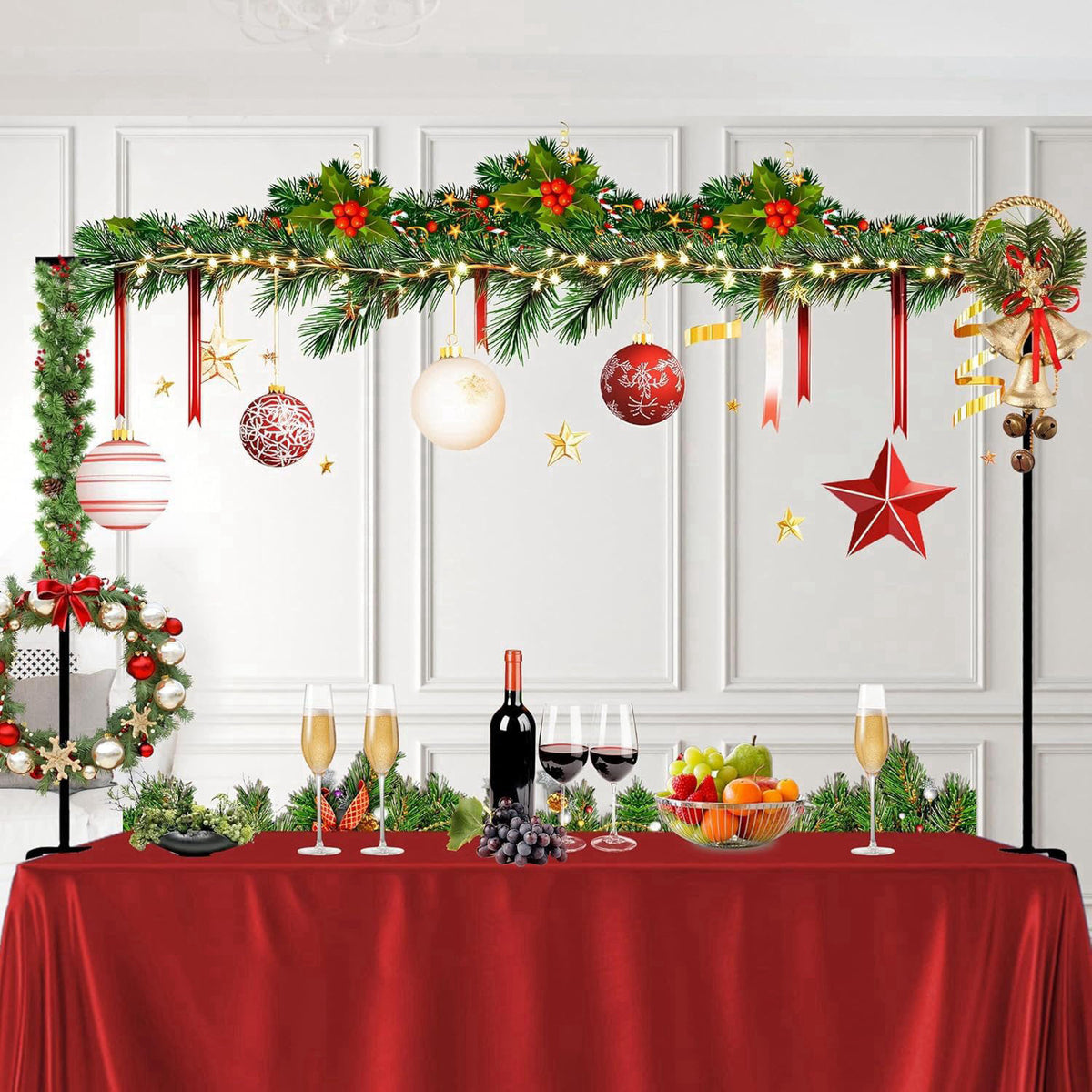 Hopesun Over The Table Rod Stand with Clamps 49-102" Adjustable Metal Balloon Arch Stand Flower Table Arch Suitable 