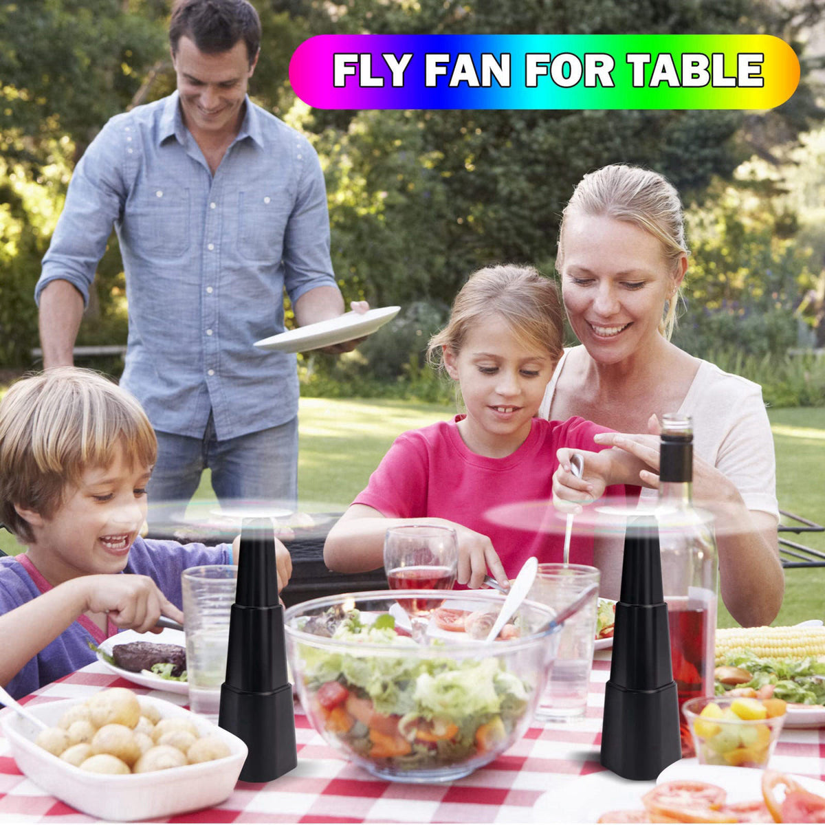 KTDRJN Fly Fans for Tables,Food Indoor Outside,4 Pack Portable Outdoor Picnic Fan,Batteries Powered Table Restaurant, Pa