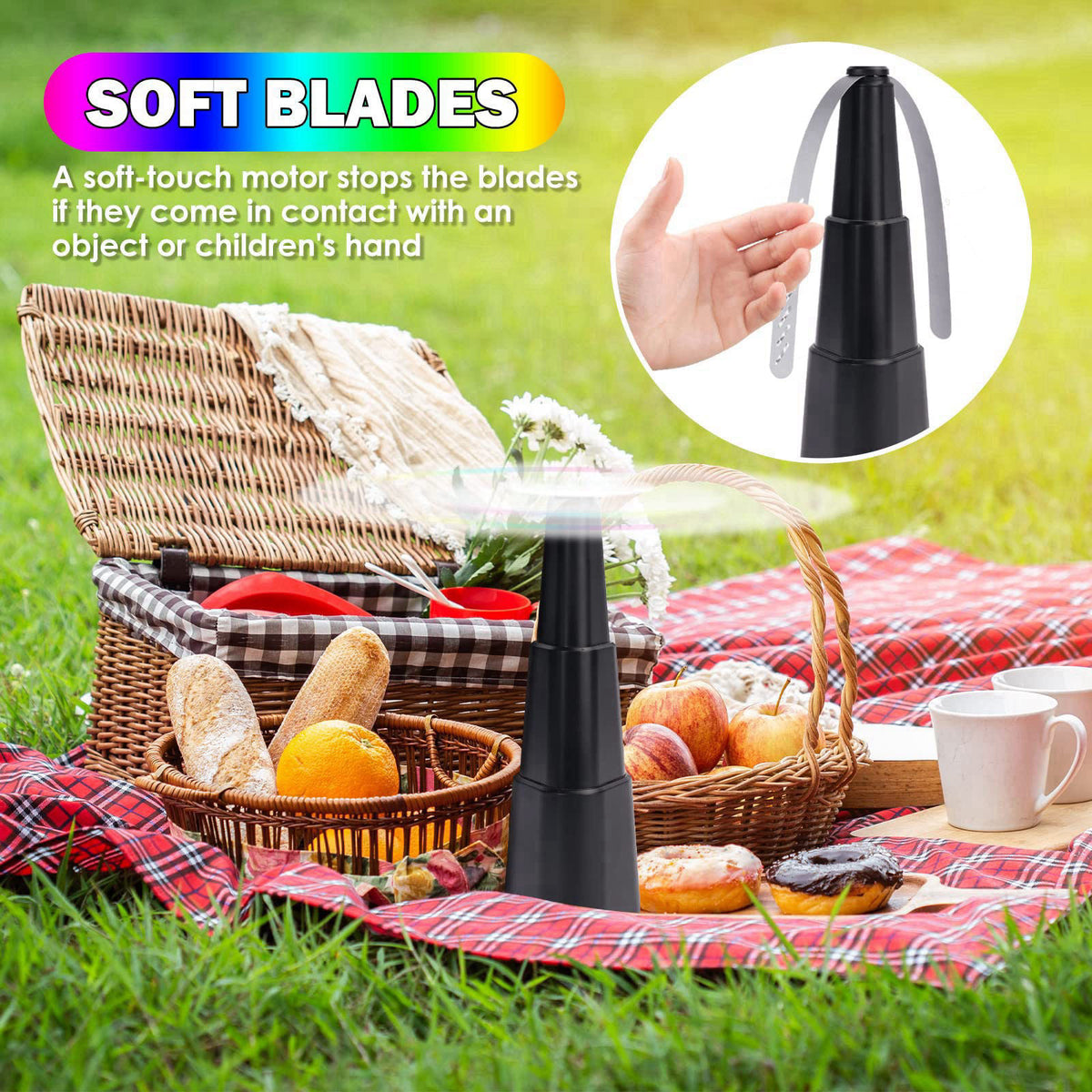 KTDRJN Fly Fans for Tables,Food Indoor Outside,4 Pack Portable Outdoor Picnic Fan,Batteries Powered Table Restaurant, Pa