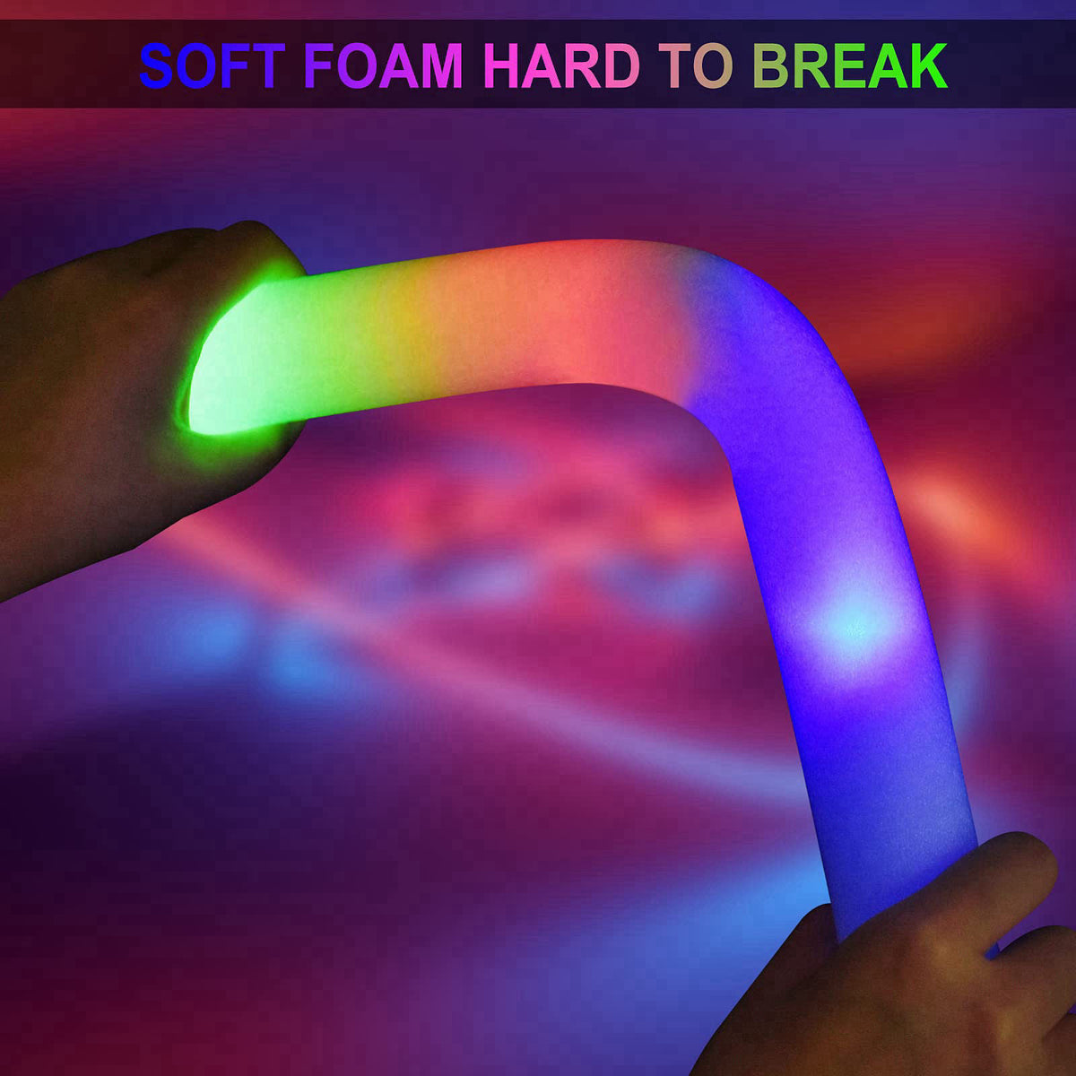 LifBetter 30 Pcs Foam Glow Sticks Bulk,Led Glow Sticks with 3 Modes Colorful Flashing,Long Life Battery Glow In The Dark
