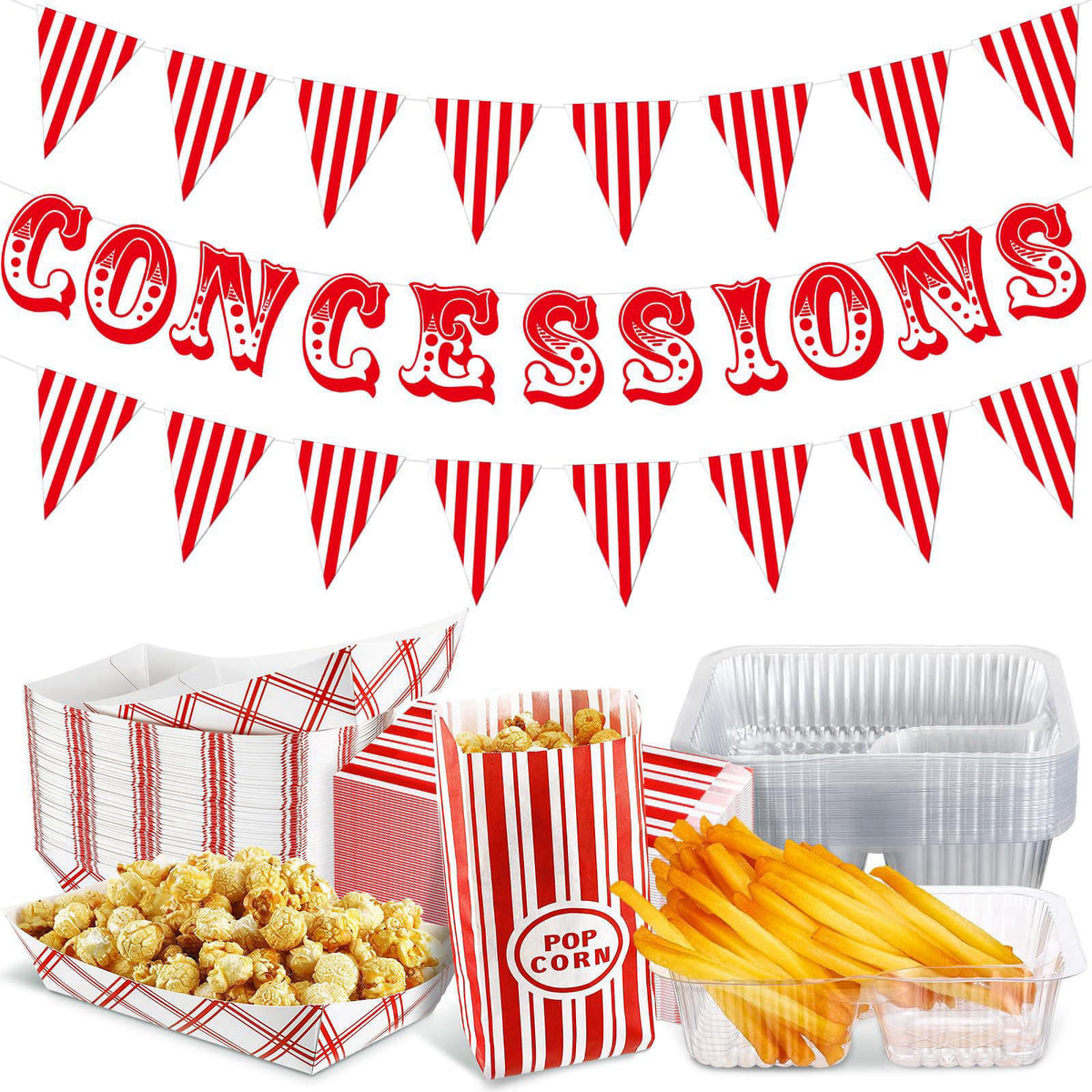 Foilswirl 153 Pcs Halloween Circus Decoration Carnival Party Supply Concession Banner – product photo (Serving Trays)