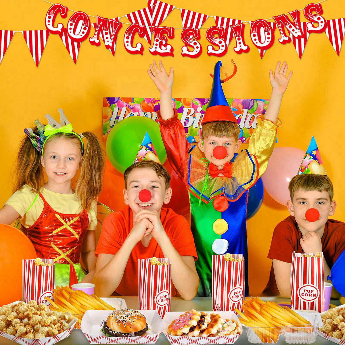 Foilswirl 153 Pcs Halloween Circus Decoration Carnival Party Supply Concession Banner – packaging and label