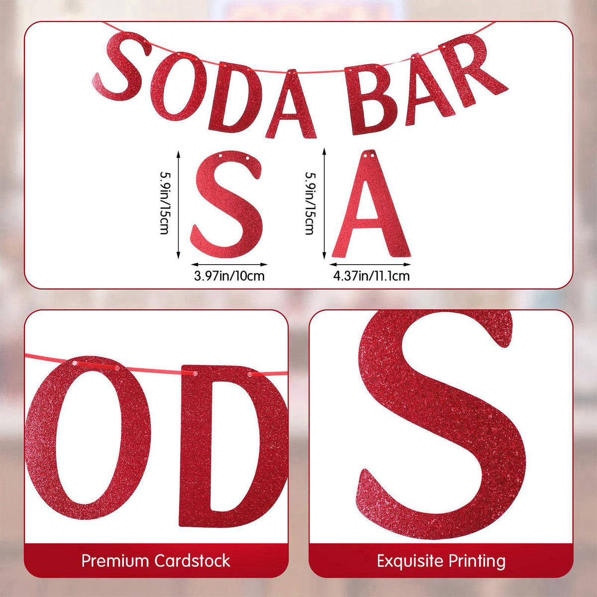 Thenshop Soda Bar Party Supplies Set 50 Set 12oz Disposable Clear Plastic Cups with Lids Straws and Soda Bar Banner Deco