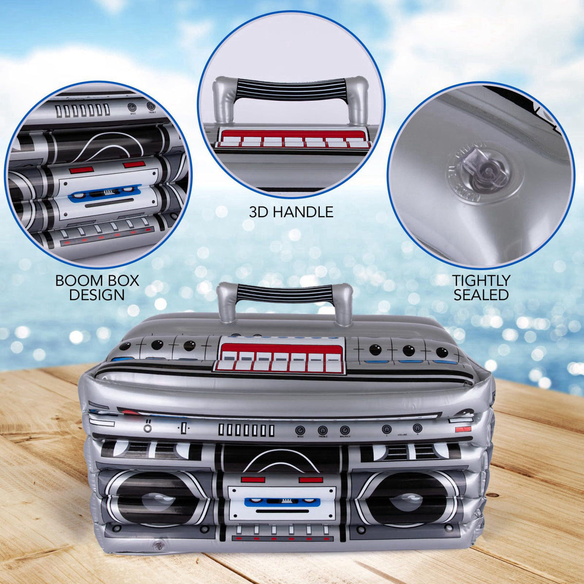 ArtCreativity Inflatable Boom Box Cooler Decoration, 80s and 90s Theme Party Decor, Hip Hop Disco Supplies, 1 Piece, Lar