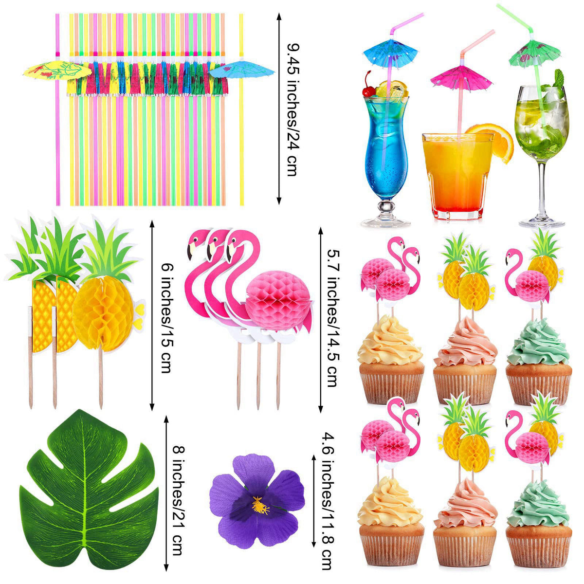 Fovths 70 Pack Tropical Luau Party Decorations, 60 Inches Inflatable Palm Tree Cooler With Luau Party Supplies for Beach