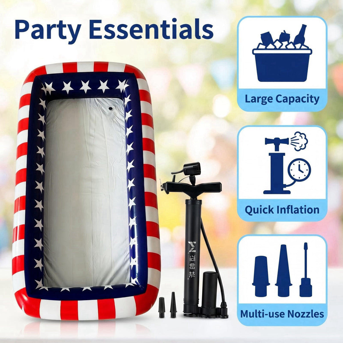 Bekecidi 2 Pack Inflatable Serving Bar Tray, Portable Buffet Cooler for Pool Beach Picnic Grad Party, Inflatable Soda Ic
