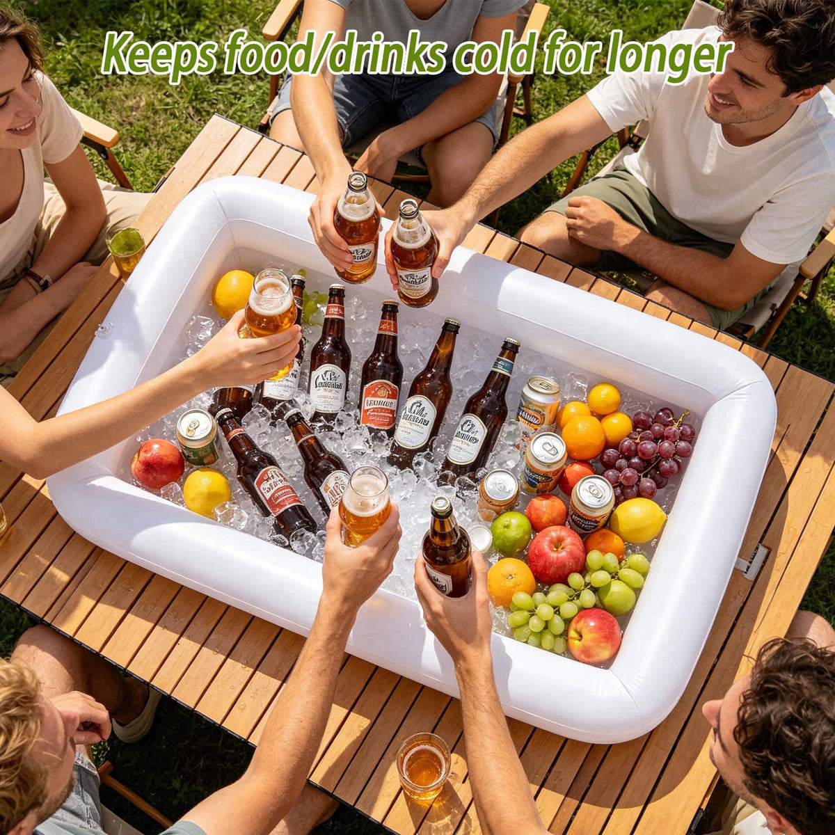 Wenceda Inflatable Cooler for Parties, Serving Bar & Mesh Food Cover Set for Buffet Food Drink Outside, 2 Inflatable Coo