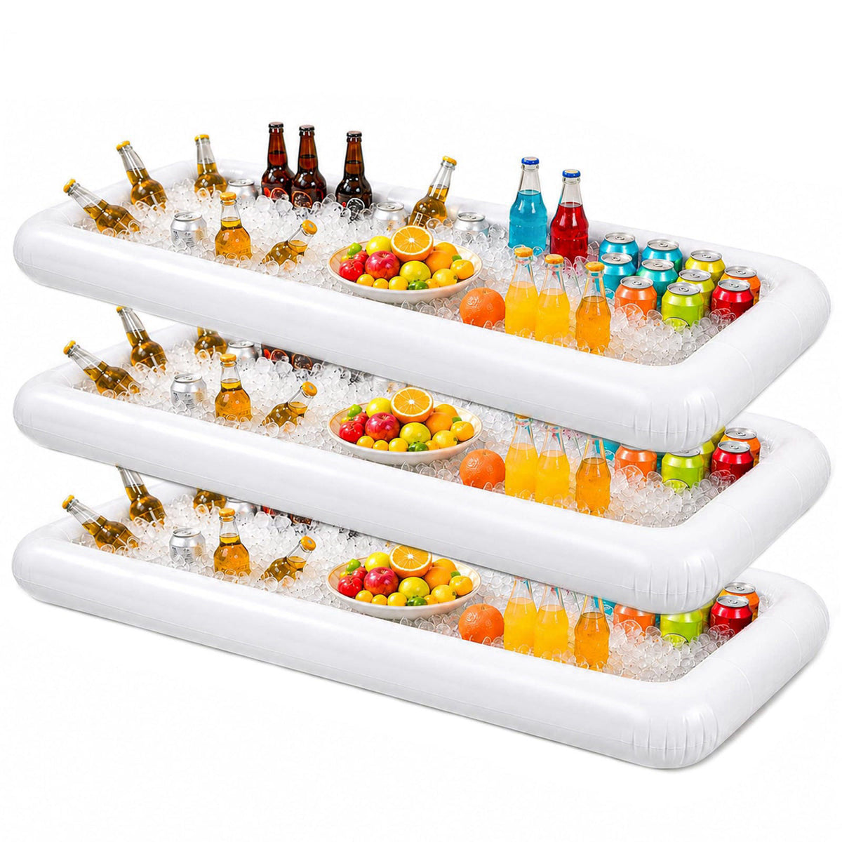 Novelty Place Inflatable Ice Serving Buffet Bar with Drain Plug - Salad Food Drinks Tray for Party Picnic Camping (Pack 