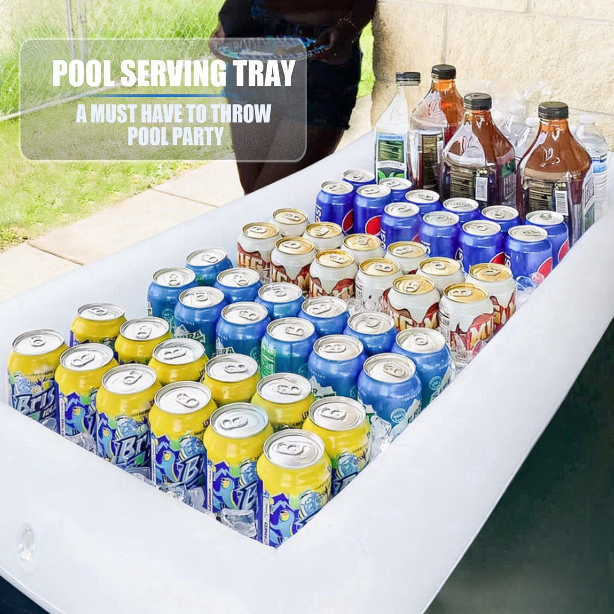 Novelty Place Inflatable Ice Serving Buffet Bar with Drain Plug - Salad Food Drinks Tray for Party Picnic Camping (Pack 