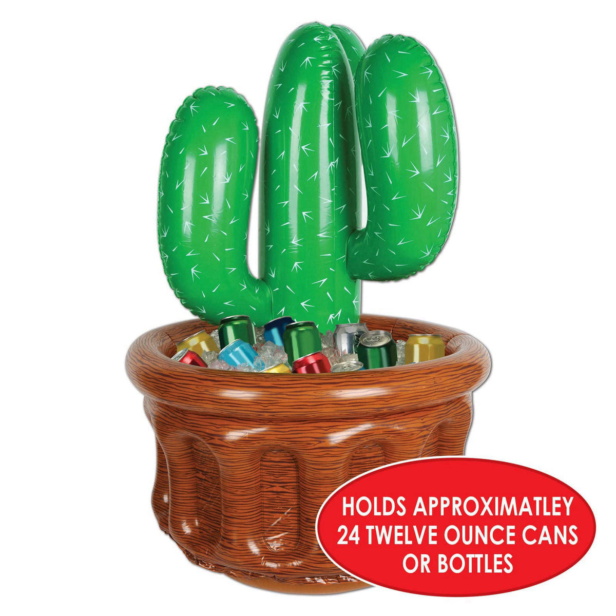 Beistle Inflatable Cactus Cooler, Holds Approx. 24 12 oz. Cans - Drink Cooler, Drink Container for Parties, Cactus Party