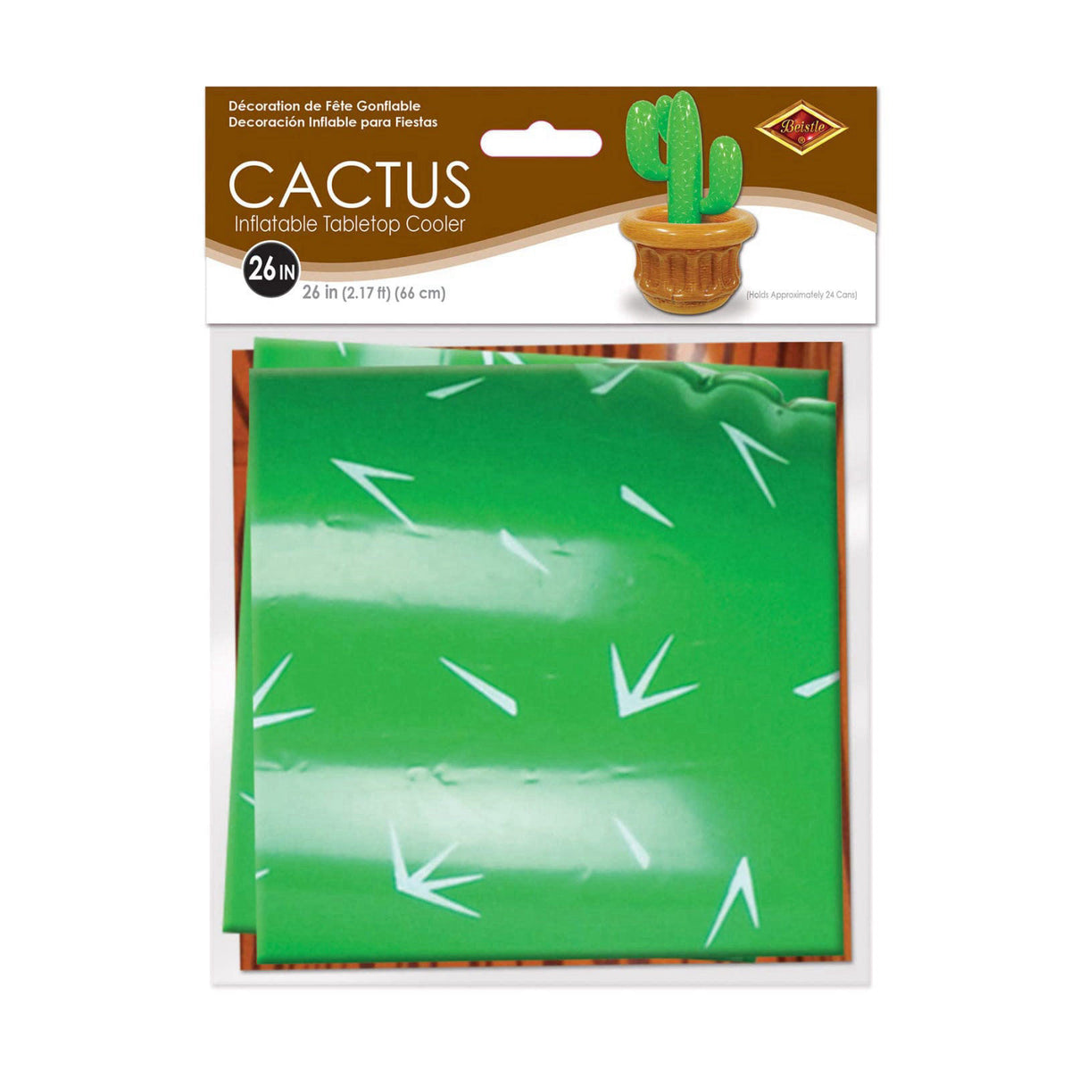 Beistle Inflatable Cactus Cooler, Holds Approx. 24 12 oz. Cans - Drink Cooler, Drink Container for Parties, Cactus Party