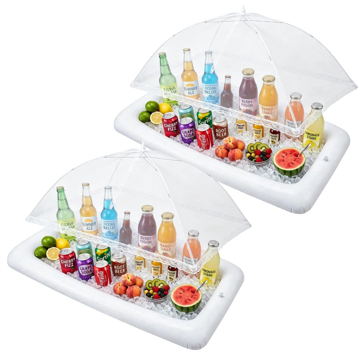 WAKCCIL Inflatable Serving Bar & Mesh Food Covers 2 Set - 2 Pack 51"x24"x5" Portable Party Bar, 2 Pcs 40"