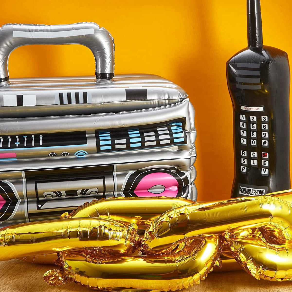 Cunhill 22 Pcs 80s 90s Party Decorations, Inflatable Boom Box Beverage Cooler – close-up detail