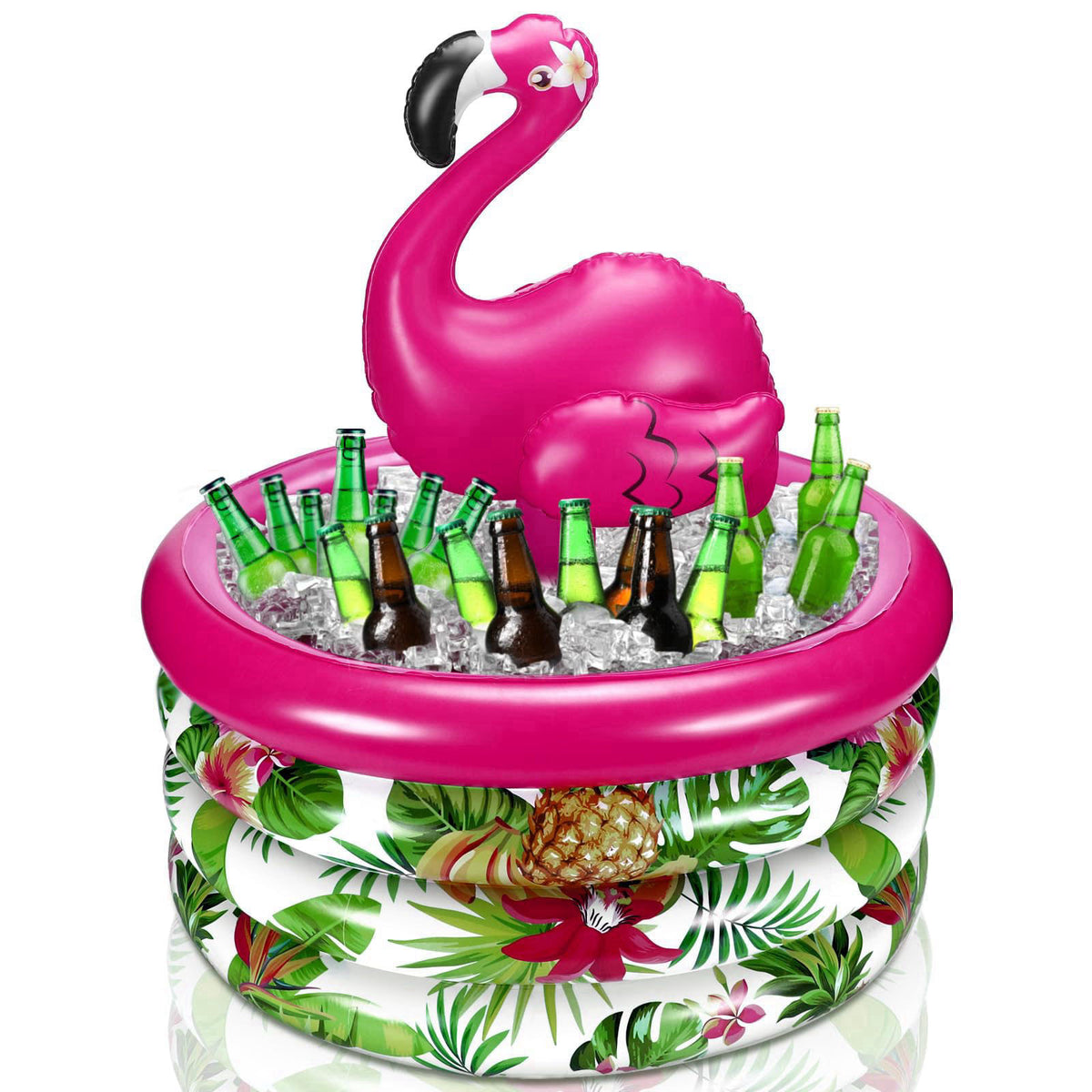 Bencailor Summer Flamingo Party Decoration Inflatable Blow up Drink Cooler – Rose Red Flamingo