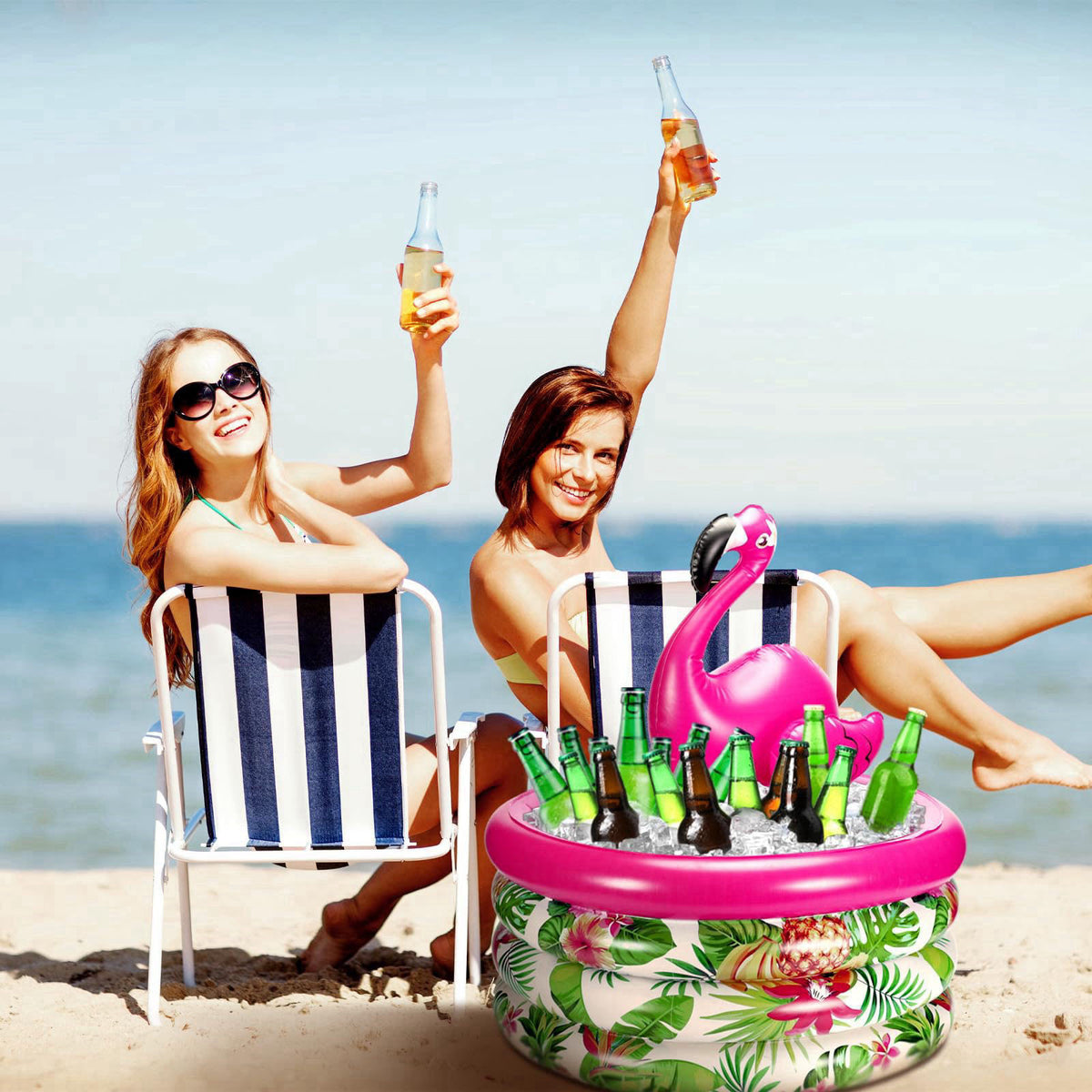 Bencailor Summer Flamingo Party Decoration Inflatable Blow up Drink Cooler – alternate angle
