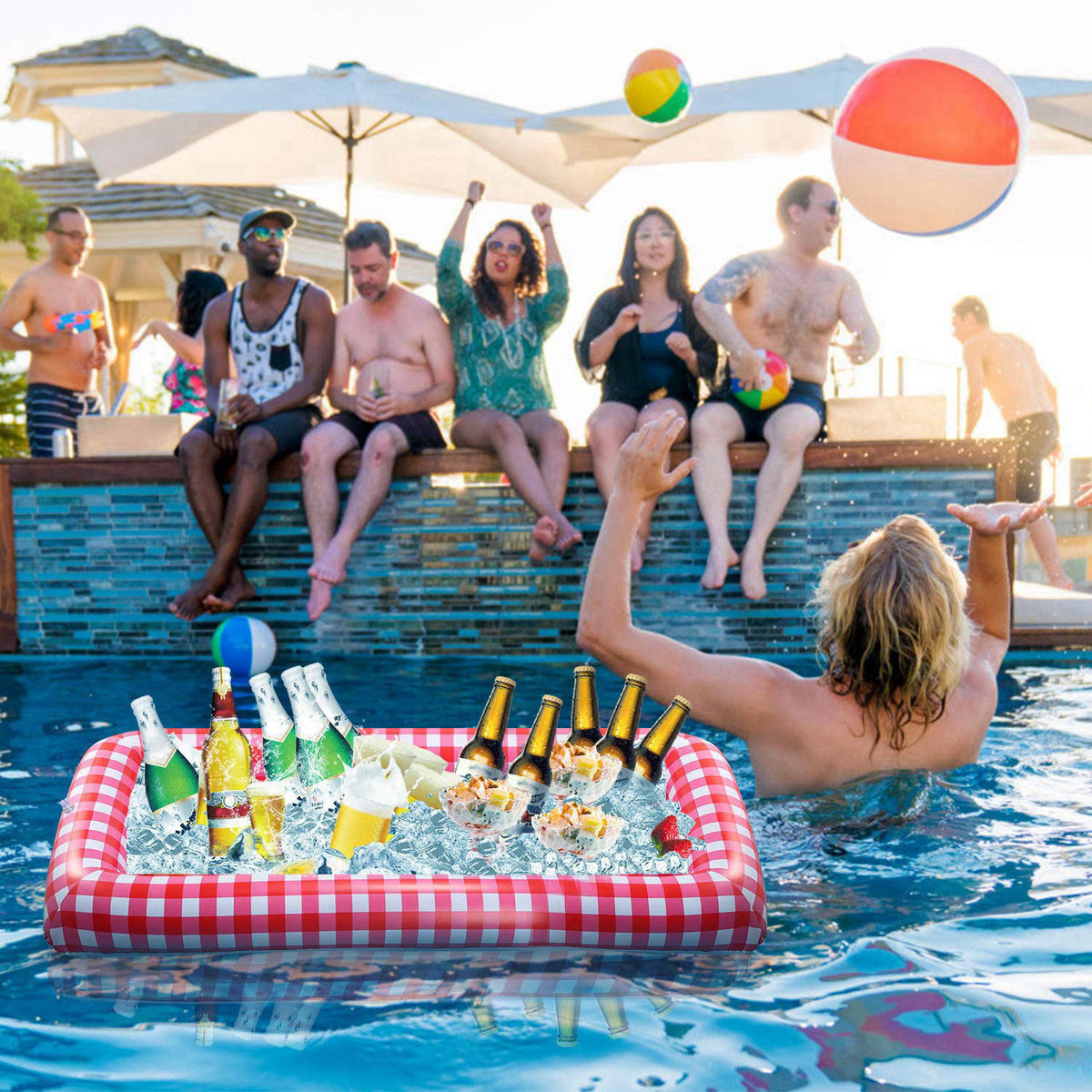 KOCASO Inflatable Ice Buffet Bar for Outdoor Picnics/Parties/Get Togethers (Portable Serving Bar, Blow Up, Lightweight, 