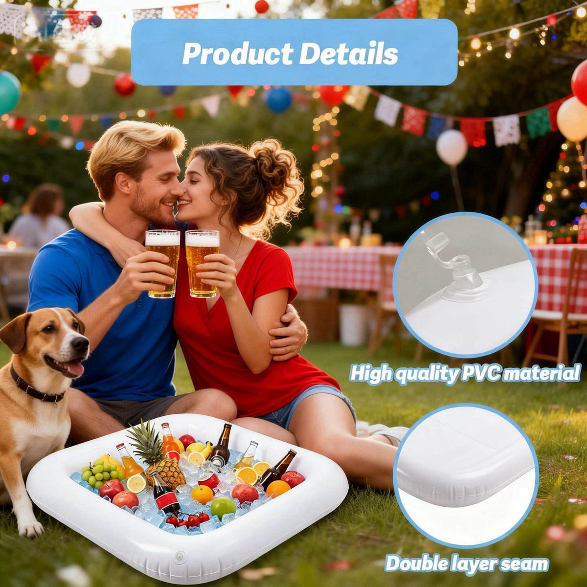 3-piece Inflatable ice Serving bar, Inflatable ice Tray, Portable Inflatable ice Tray, Suitable for Parties, picnics, ba