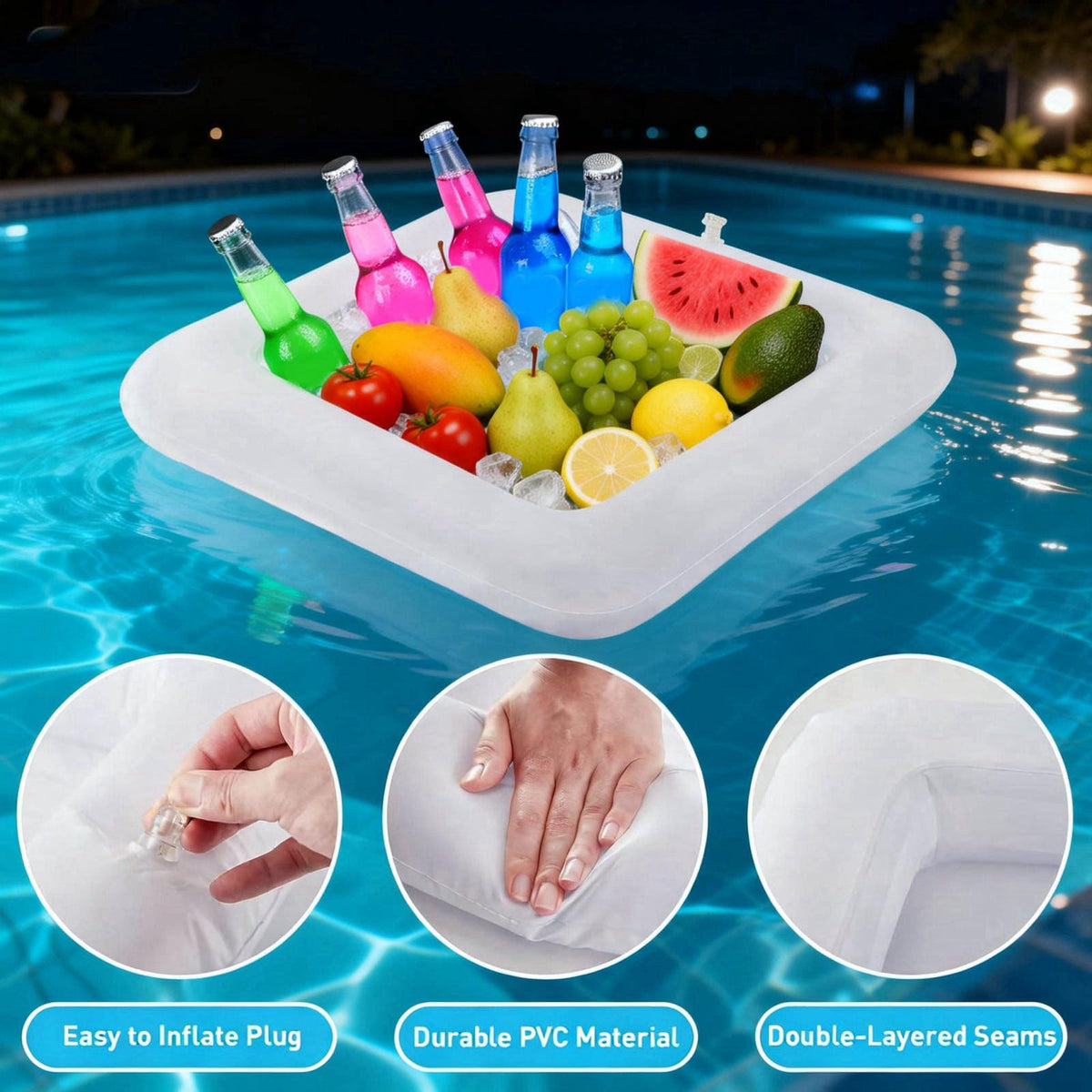 3-piece Inflatable ice Serving bar, Inflatable ice Tray, Portable Inflatable ice Tray, Suitable for Parties, picnics, ba
