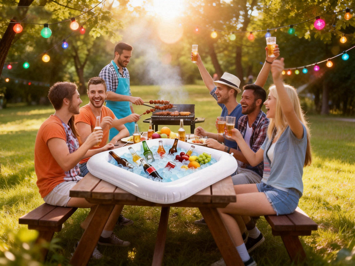 3-piece Inflatable ice Serving bar, Inflatable ice Tray, Portable Inflatable ice Tray, Suitable for Parties, picnics, ba