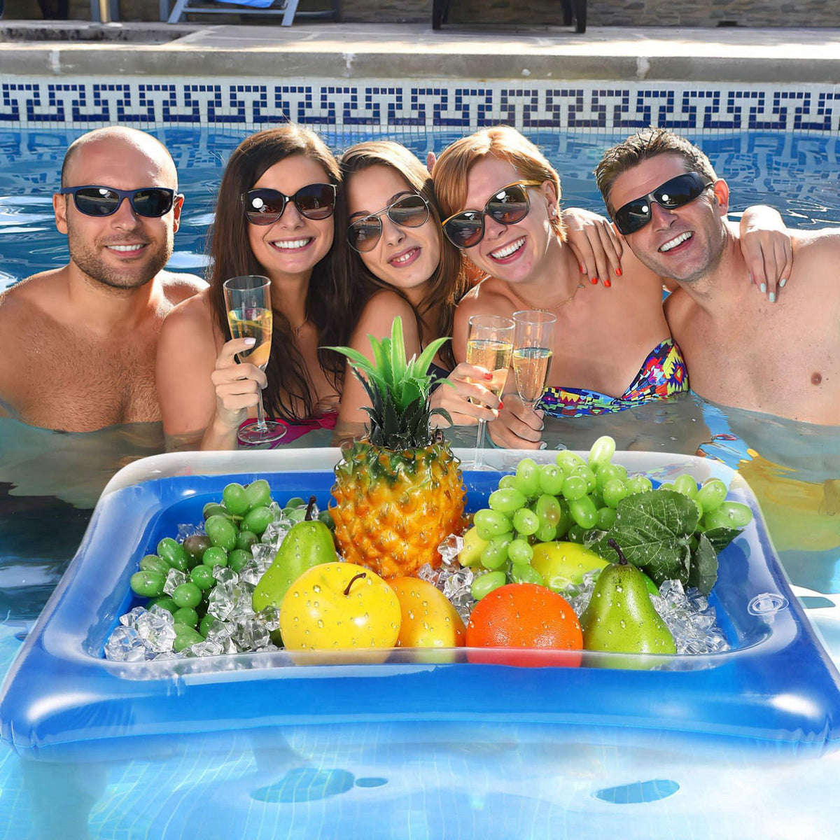 BESTOYARD 4Pcs Inflatable Ice Bar Serving Trays, Portable Cooler Trays – full view
