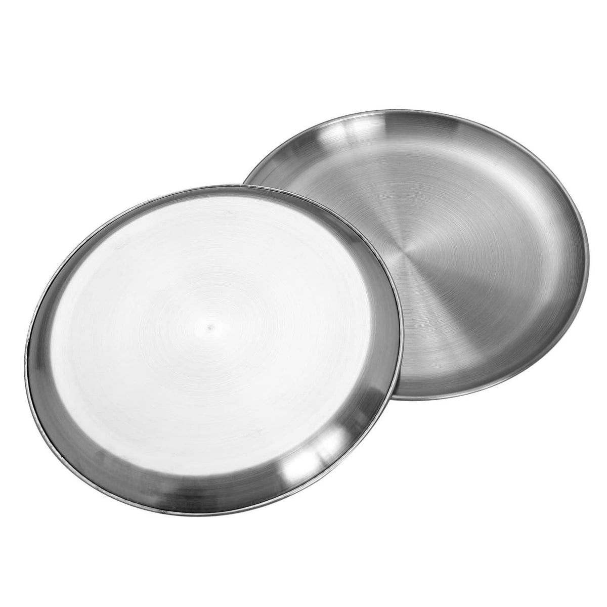 CAMBUY Stainless Steel Plates 9 inch 10 Pcs Metal Dinner Dishes Plate Set – packaging and label