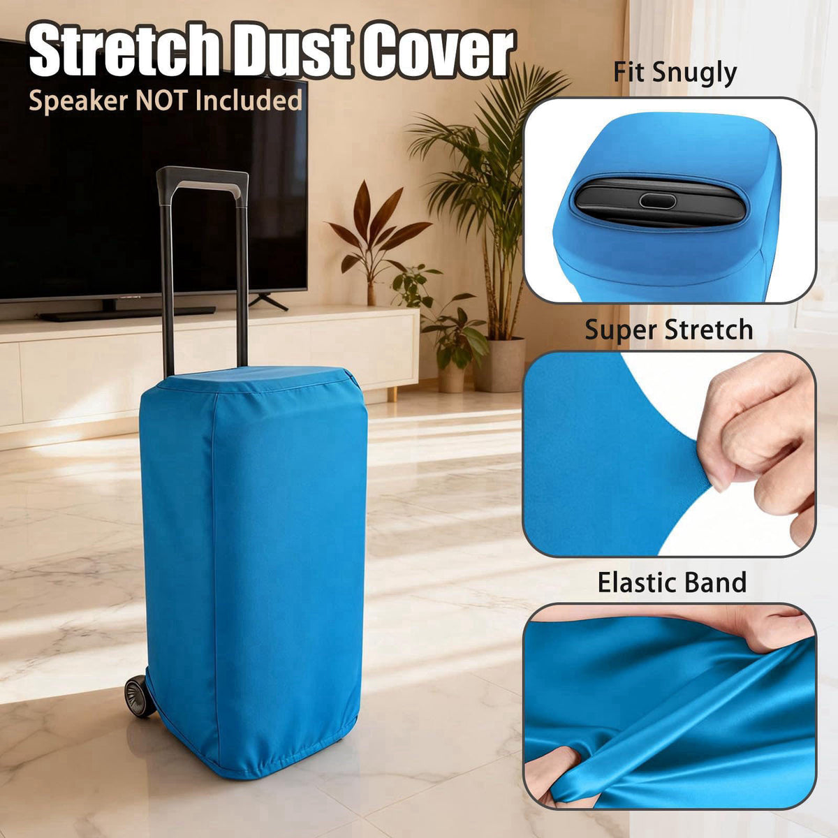 Totocove Speaker Dust Cover, Stretch 2-Pack for Portable Party Speakers, Blue – packaging and label