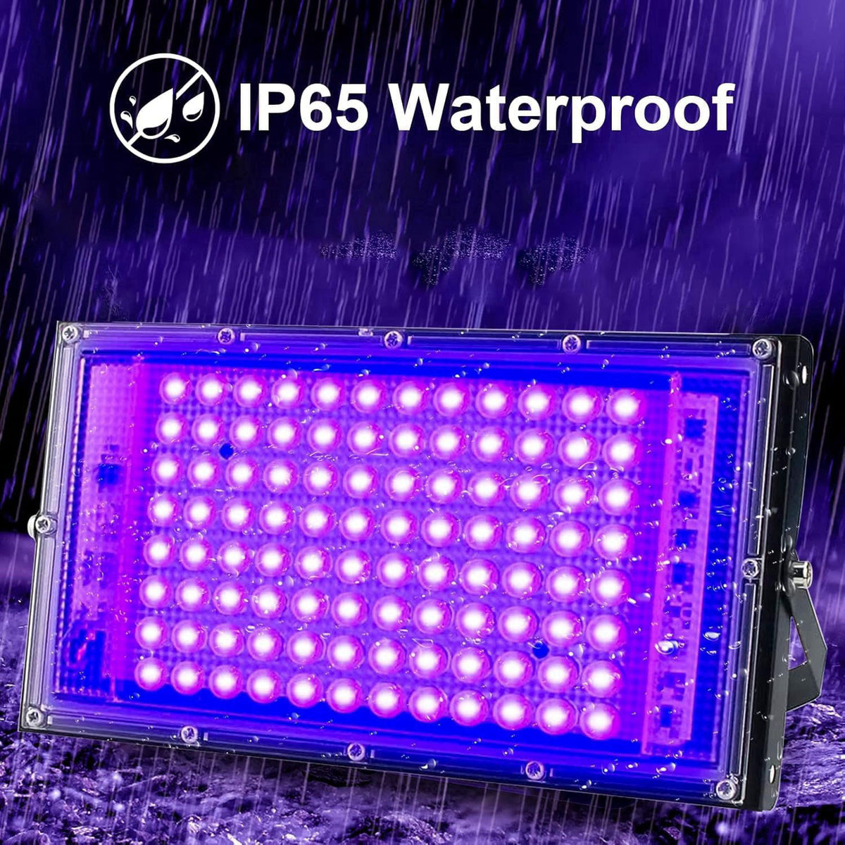 Indmird 2 Pack 100W UV Black Light, IP65 Waterproof, Glow Party Light, Stage Lighting, Halloween, Body Paint, Fluorescen