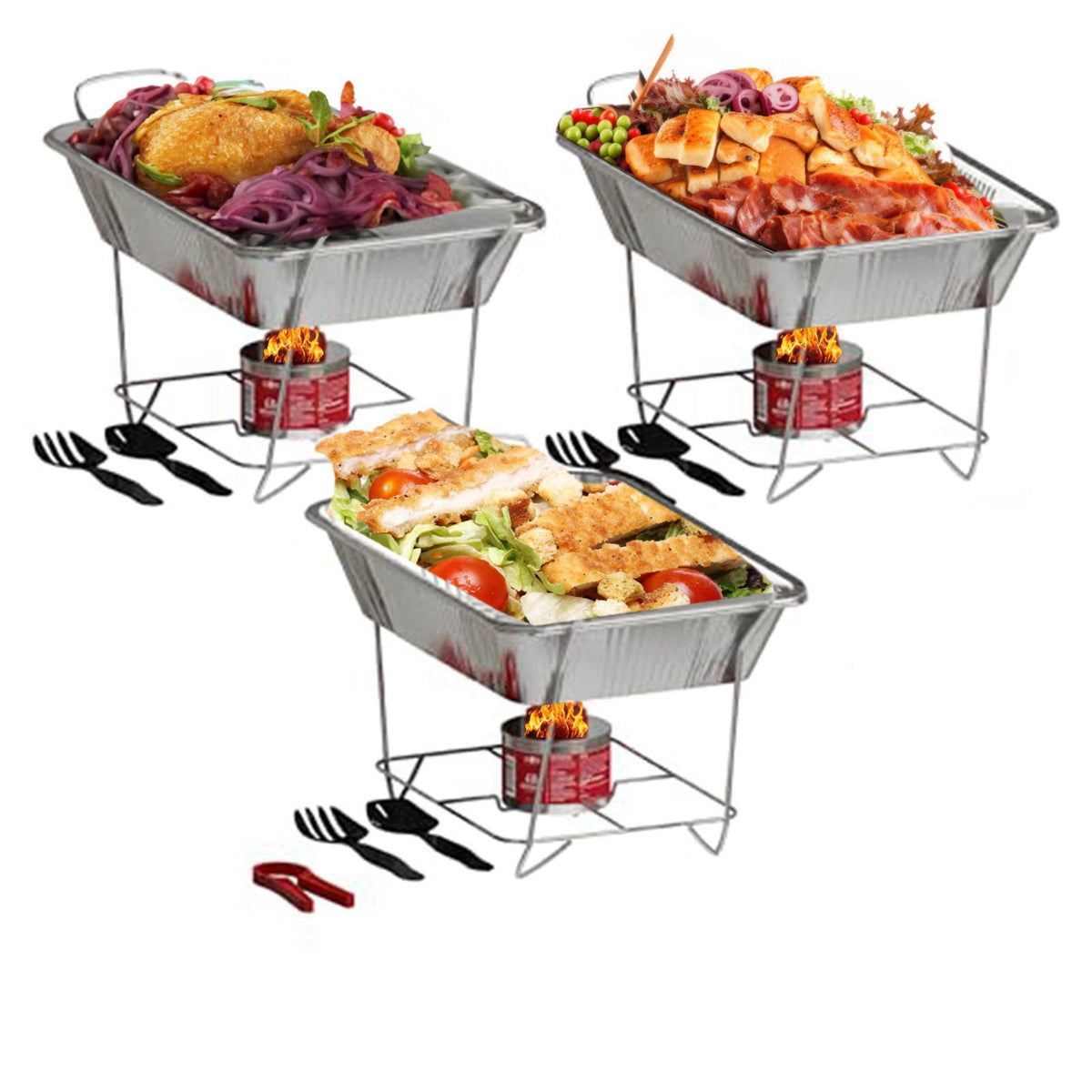 Alpha Living 3-Pack Disposable Chafing Dish Buffet Set with Fuel Cans – product photo (Chafing Dishes)