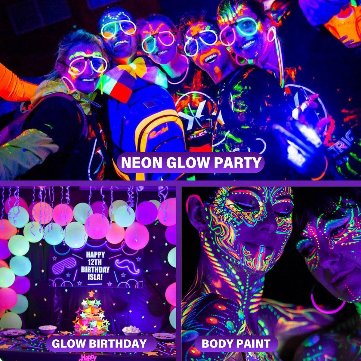 GPRK Rechargeable Black Light, Cordless 395nm LED Blacklight for Neon Glow Party – close-up detail