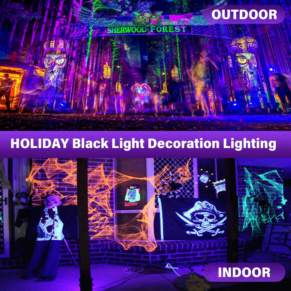 GPRK Rechargeable Black Light, Cordless 395nm LED Blacklight for Neon Glow Party – packaging and label