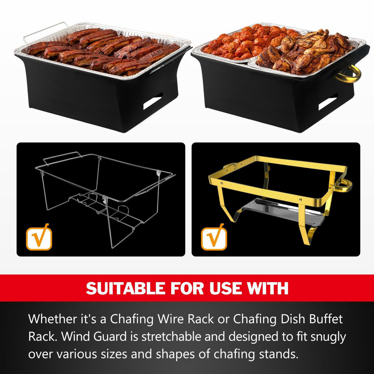 Peurif Chafer Wind Guard 4-Pack, Flame Retardant Fabric Cover for Buffet Food Warmers, Catering Events – alternate angle
