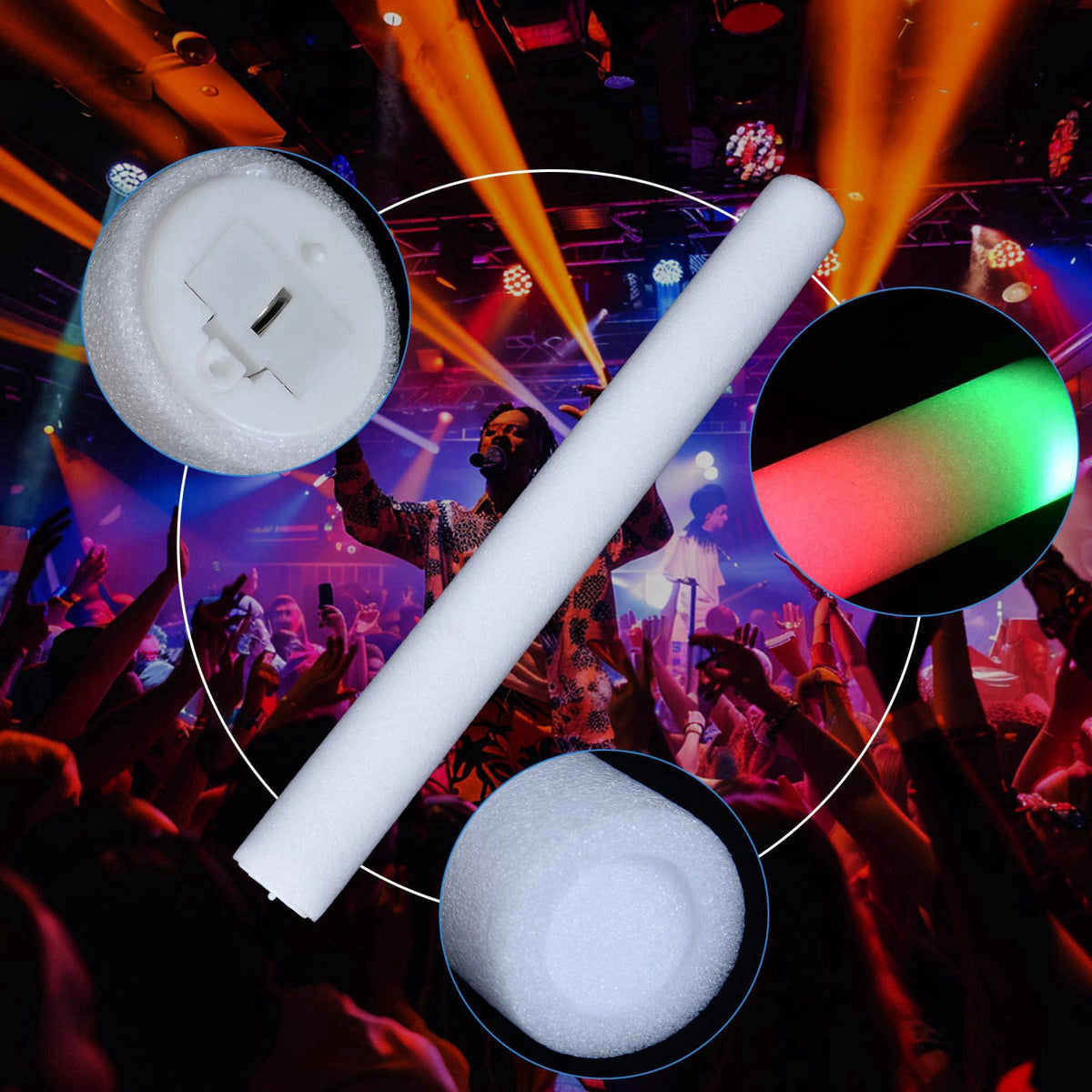 JODOUEEIR 68 Pack Led Foam Sticks Bulk, Wedding Glow Sticks for Reception Props, White Light-up Sticks for Wedding，Light