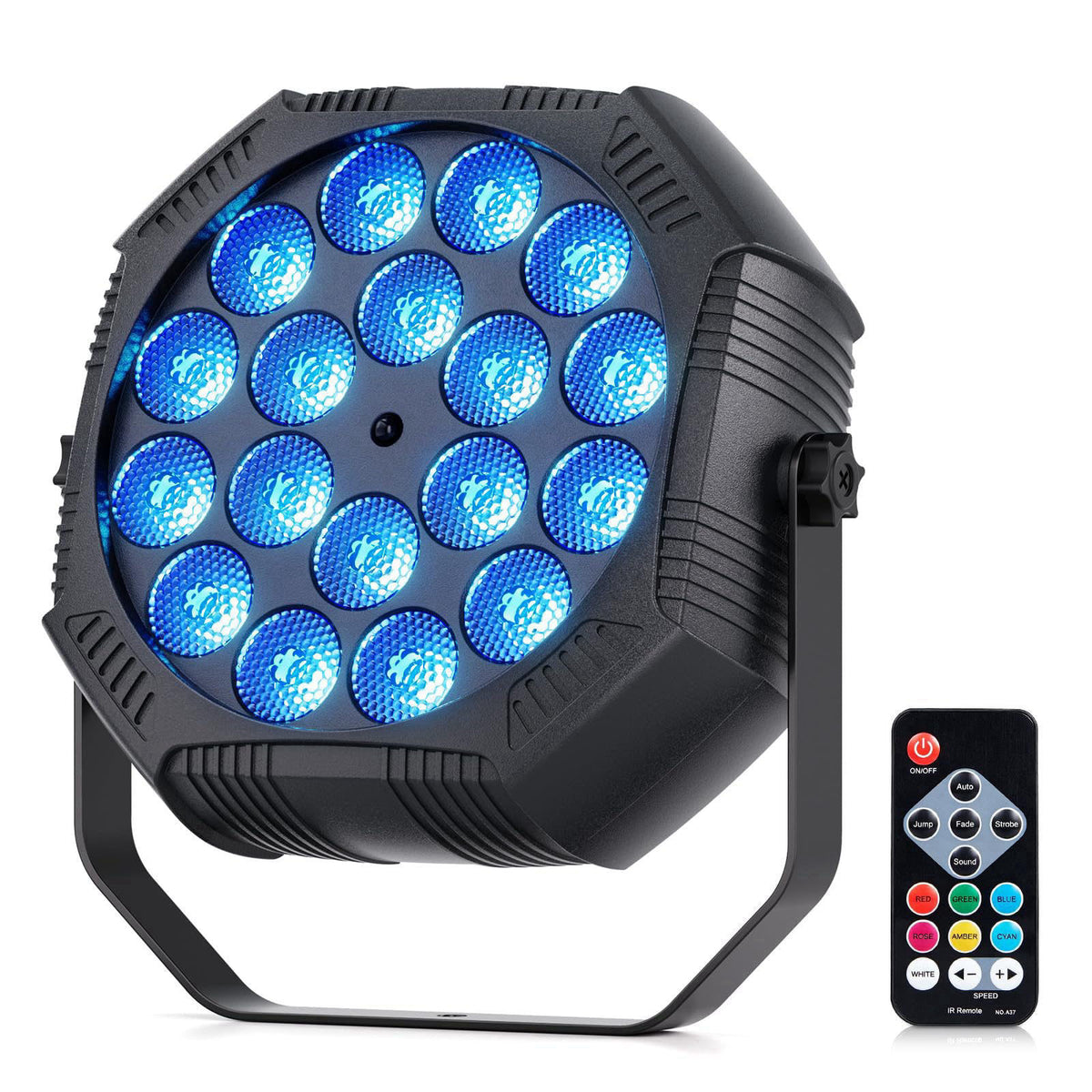 ZonQoonz Mini Rechargeable Par Uplights, USB-C Battery-Powered 18 LED RGB Sound-Activated Wireless Remote-Controlled Sta