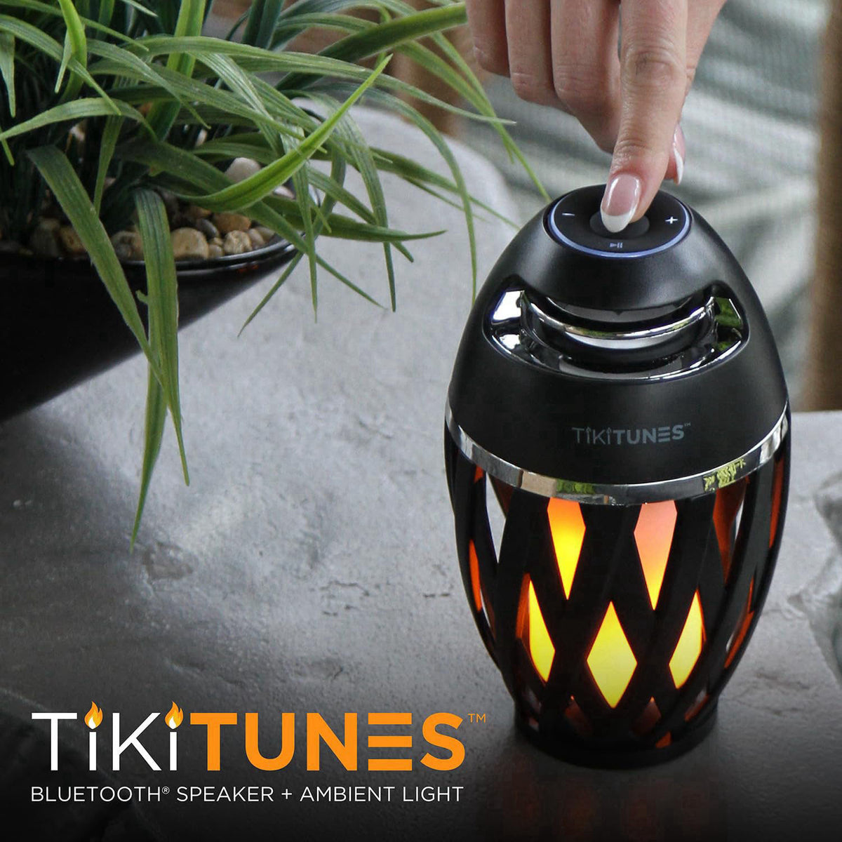 Limitless Innovations TikiTunes Portable Indoor/Outdoor Bluetooth 5.0 Wireless Speaker with Ambient LED Flame, 2,000mAh 