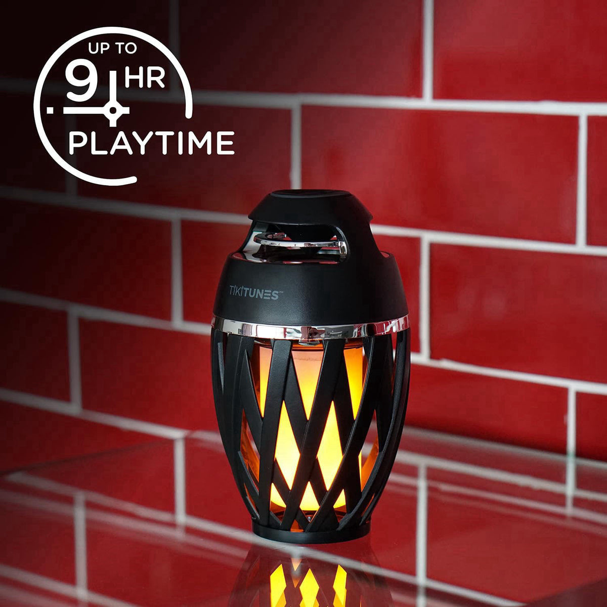 Limitless Innovations TikiTunes Portable Indoor/Outdoor Bluetooth 5.0 Wireless Speaker with Ambient LED Flame, 2,000mAh 