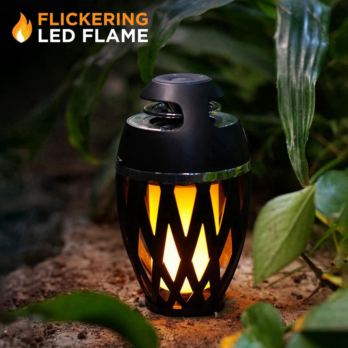 Limitless Innovations TikiTunes Portable Indoor/Outdoor Bluetooth 5.0 Wireless Speaker with Ambient LED Flame, 2,000mAh 