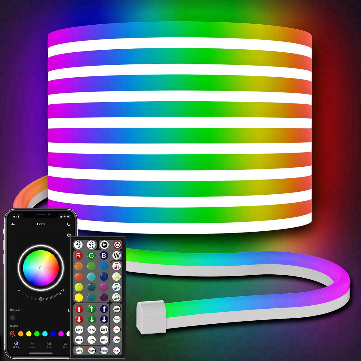 AILBTON 32.8Ft Neon Rope Lights,Flexible Led Rope Lights Control with App/Remote,Multiple Modes RopeLights,IP65 Outdoor 