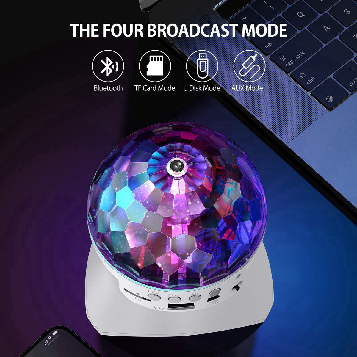 HTRise Disco Ball Home Party Light Show Speaker – packaging and label