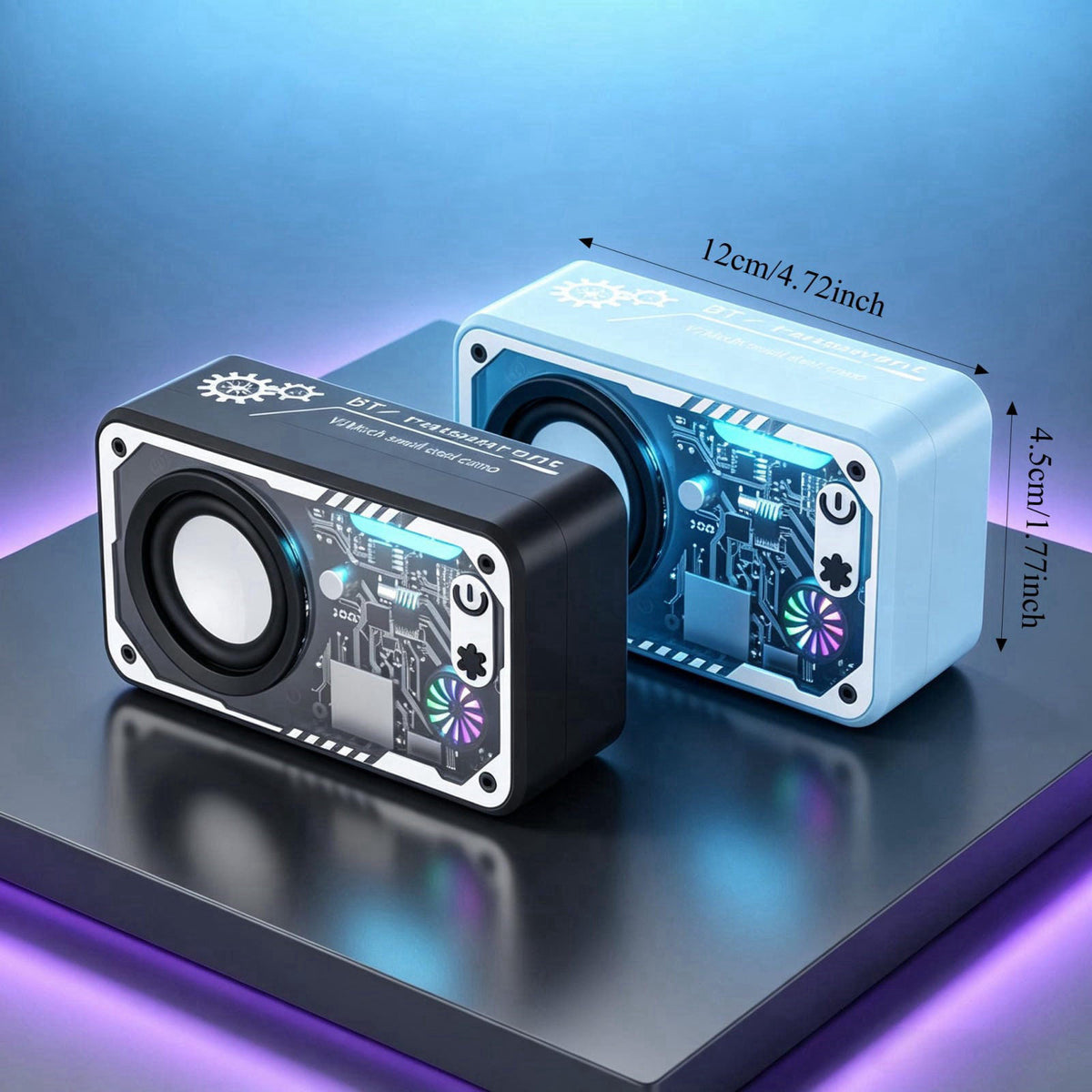 2pcs Portable Wireless Speaker with Glitter LED Light.Type-C Charging, Music Player, Birthday, Parties, Beach, Camping &