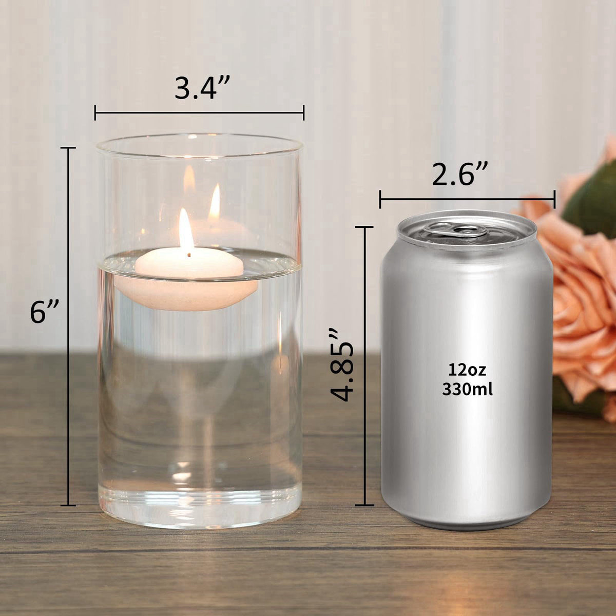 SUPMIND 6Pcs Glass Cylinder Vases, Clear Flower Vase Bulk for Centerpieces – packaging and label