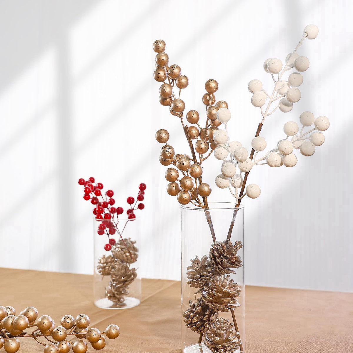 SUPMIND 6Pcs Glass Cylinder Vases, Clear Flower Vase Bulk for Centerpieces – back view and specifications