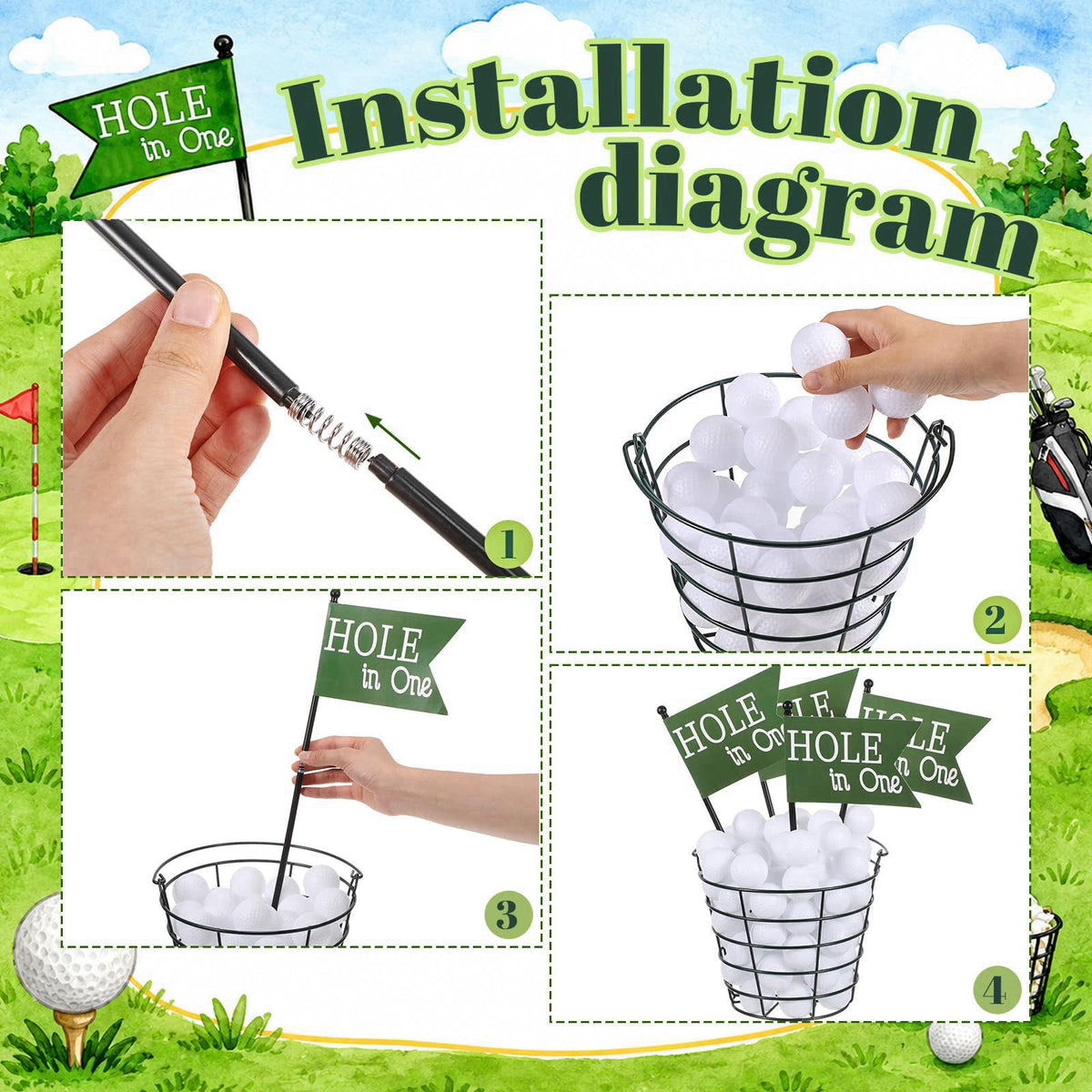 Teyva Daily 57 Pcs Golf Party Decoration, Golf Table Centerpiece, Green – full view