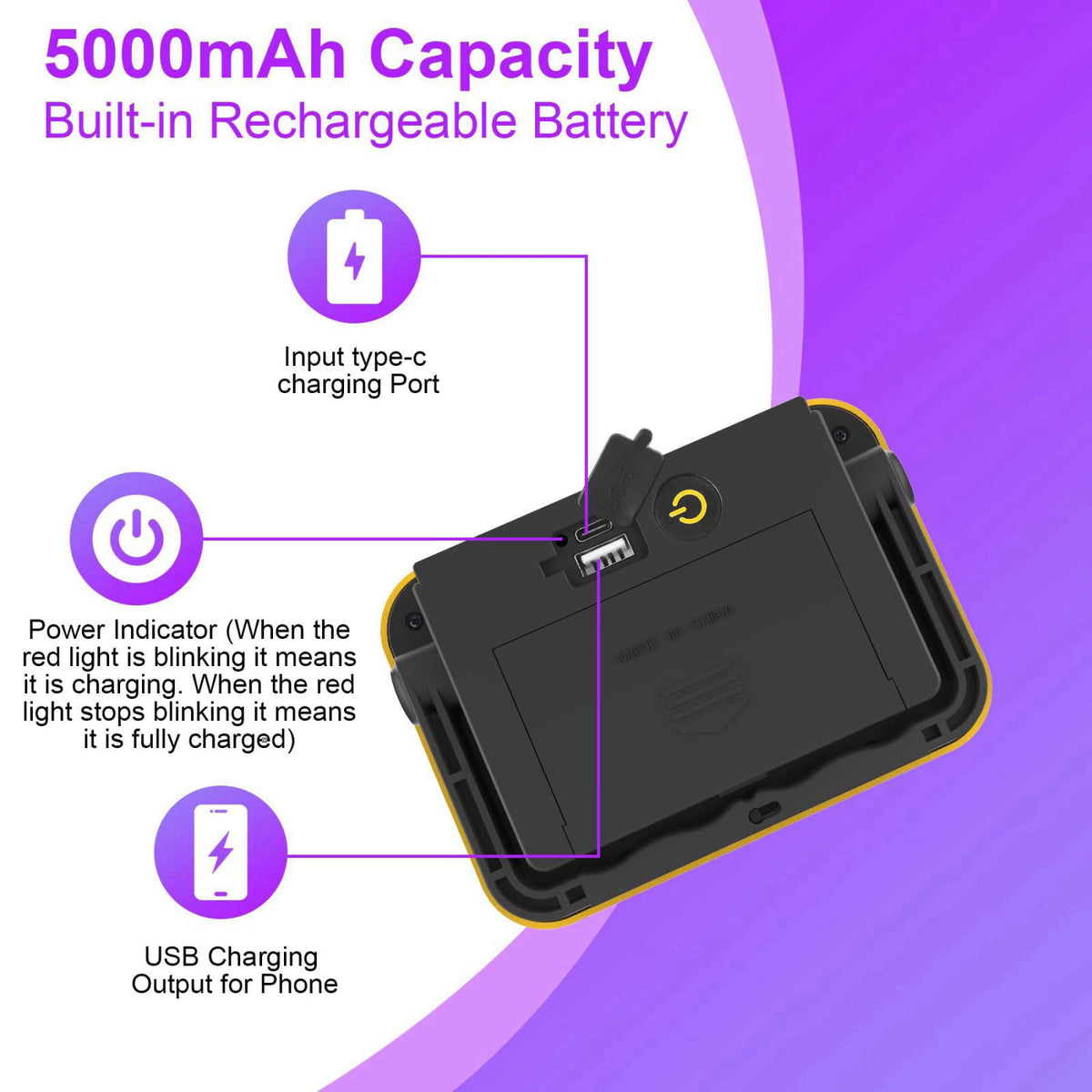 CREPOW Rechargeable LED Black Light, Battery Powered Portable Blacklight, 400nm LED Flood Light Black Lights, Neon Glow 